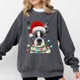 Boston Terrier Santa Christmas Tree Lights Xmas Boys Men Dog Comfort Colors Sweatshirt Pepper