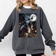 Boston Terrier Selfie Full Moon Flying Witch Halloween Dog Comfort Colors Sweatshirt Pepper