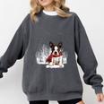 Boston Terrier In The Snow Merry Christmas Winter Comfort Colors Sweatshirt Pepper