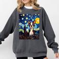 Boston Terrier Starry Night Van Gogh Art Comfort Colors Sweatshirt Pepper