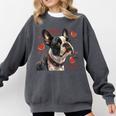 Boston Terrier Is My Valentine Cute Pet Dog Owner Valentine Comfort Colors Sweatshirt Pepper