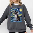 Boston Terrier Van Gogh Starry Night Comfort Colors Sweatshirt Pepper