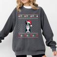 Boston Terrier Wearing Santa Hat Ugly Xmas Dog Lovers Comfort Colors Sweatshirt Pepper