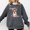 Brown Boston Terrier With Flowers And Feathers Comfort Colors Sweatshirt Pepper