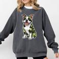 Camo Boston Terrier Pet Owner Camouflage Dog Lover Comfort Colors Sweatshirt Pepper