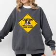 Caution Sign Boston Terrier Dog Bostie Puppy Comfort Colors Sweatshirt Pepper