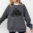 Cool Boston Terrier Riding a Motorcycle Biker Dog Lover For Men Women Kids Comfort Colors Sweatshirt Pepper