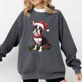 Cute Boston Terrier Dog Christmas Merry X-Mas Graphic Comfort Colors Sweatshirt Pepper
