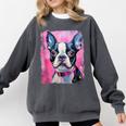 Dog Pink Boston Terrier Comfort Colors Sweatshirt Pepper