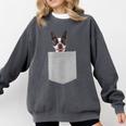 Dog In Your Pocket Boston Terrier For Men Women Girls Kids Comfort Colors Sweatshirt Pepper