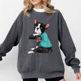 Father's Day Gift Dog Dad Boston Terrier i Love Dad Tattoo Comfort Colors Sweatshirt Pepper