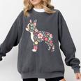 Floral FLower Boston Terrier Mom Grandma Comfort Colors Sweatshirt Pepper