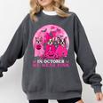 Ghost And Witch Boston Terrier Dog In October We Wear Pink Comfort Colors Sweatshirt Pepper