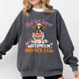 This Girl Loves Watermelon And Her Boston Terrier Dog Mother Comfort Colors Sweatshirt Pepper