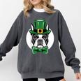Green Boston Terrier Shamrock St Patricks Day Boston Terrier Comfort Colors Sweatshirt Pepper