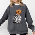 Halloween Skeleton Boston Terrier Comfort Colors Sweatshirt Pepper
