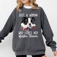 Just a Woman Who Loves Her Boston Terrier Cute Dog Mom Comfort Colors Sweatshirt Pepper