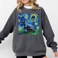 Scottish Terrier Starry Night Scotty Dog Art By Aja Comfort Colors Sweatshirt Pepper