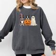 Spooky Ghost Boston Terrier Pumpkin Halloween Dog Lover Comfort Colors Sweatshirt Pepper