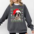 Ugly Xmas Sweater Santa Boston Terrier Dog Christmas For Men Women Kids Comfort Colors Sweatshirt Pepper