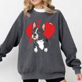 Valentine's Day Boston Terrier Heart Comfort Colors Sweatshirt Pepper