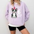 6 Years Old Birthday Boston Terrier Dog Lover 6th Party Kid Comfort Colors Sweatshirt Orchid