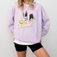 Ballaholic Boston Terrier Dog Chasing Bostie Ball Comfort Colors Sweatshirt Orchid