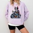 Biker Boston Terrier Dog Riding Motorbike Comfort Colors Sweatshirt Orchid