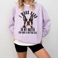 Bostie Mama Dog Dad Boston Terrier For Men Women Comfort Colors Sweatshirt Orchid