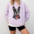 Boston Terrier American Flag Comfort Colors Sweatshirt Orchid