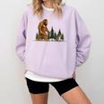 Boston Terrier Bigfoot Dog Walking Dog Mom Dad Kids Comfort Colors Sweatshirt Orchid