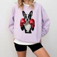 Boston Terrier Boxing Comfort Colors Sweatshirt Orchid