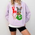 Boston Terrier Christmas Tree Lights Santa Dog Xmas For Men Women Kids Comfort Colors Sweatshirt Orchid