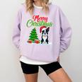 Boston Terrier Christmas Tree Lights Xmas Dog Lover Comfort Colors Sweatshirt Orchid
