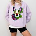 Boston Terrier In Day Of The Dead Sugar Skull Dog Comfort Colors Sweatshirt Orchid