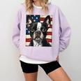 Boston Terrier Dog American Flag 4th Of July Patriotic Puppy Comfort Colors Sweatshirt Orchid