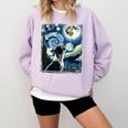 Boston Terrier Dog Art Van Gogh Starry Night Boston Terrier Comfort Colors Sweatshirt Orchid