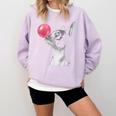 Boston Terrier Dog Blowing Chewing Bubble Gum Pink Comfort Colors Sweatshirt Orchid