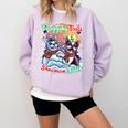 Boston Terrier Dog Christmas Snowman Winter Snow Comfort Colors Sweatshirt Orchid