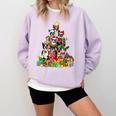 Boston Terrier Dog Christmas Tree Lights Xmas Pajama For Men Women Kids Comfort Colors Sweatshirt Orchid