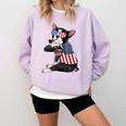 Boston Terrier Dog Merica 4th Of July Usa American Flag Men Comfort Colors Sweatshirt Orchid