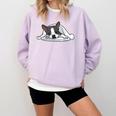 Boston Terrier Dog Official Sleeping Men Women Girls Kids Comfort Colors Sweatshirt Orchid