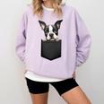 Boston Terrier Dog Puppy Dog In Pocket Cute Pet Lover Comfort Colors Sweatshirt Orchid