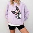 Boston Terrier Dog From Side Boston Bull Comfort Colors Sweatshirt Orchid