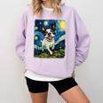 Boston Terrier Dog Starry Night Painting Comfort Colors Sweatshirt Orchid