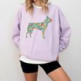 Boston Terrier Flower Silhouette Floral Dog Men Women Girls Kids Comfort Colors Sweatshirt Orchid