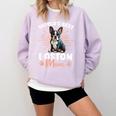 Boston Terrier Groovy World's Best Boston Mom Comfort Colors Sweatshirt Orchid