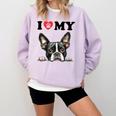 Boston Terrier I Heart My Dog Dog Lover Comfort Colors Sweatshirt Orchid