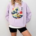 Boston Terrier Japanese Kanagawa Wave Surf Loyal Dog Men Women Kids Comfort Colors Sweatshirt Orchid