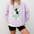 My Boston Terrier Is My Lucky Charm Paw Dog St Patrick's Day Comfort Colors Sweatshirt Orchid